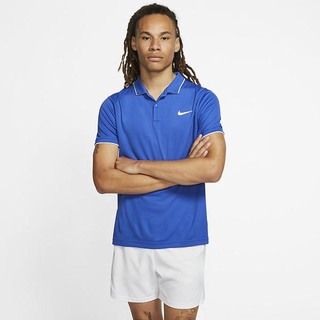 Polo Nike NikeCourt Dri-FIT Tennis Barbati Albastru Regal Albi | XCUD-62385